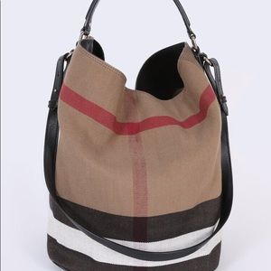 Burberry Ashby Canvas Check Hobo Bag